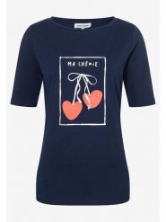 More & More Koszulka w kolorze granatowym rozmiar: 40. Niebieskie bluzki damskie More & More, bez wzorów, bez kołnierzyka, bez ramiączek. Za 140.20 zł.