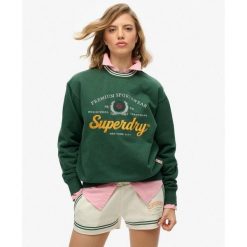 Luźny sweter Country Club. Zielone koszulki sportowe damskie Superdry, bez wzorów, bez ramiączek. Za 266.10 zł.