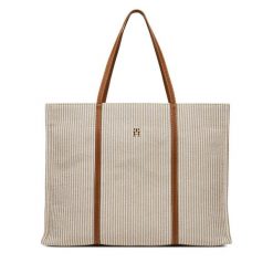 Torebka Tommy Hilfiger. Brązowe shopper bag Tommy Hilfiger, bez wzorów, bez dodatków. Za 389.99 zł.