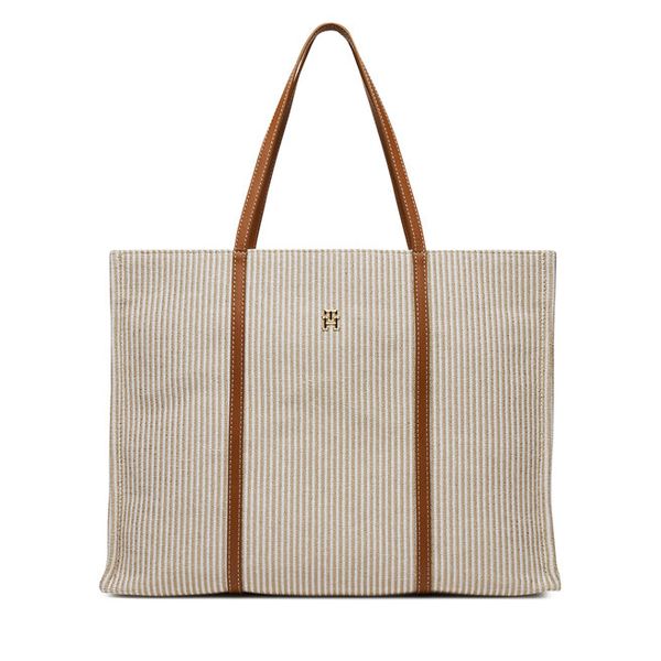 Torebka Tommy Hilfiger. Brązowe shopper bag Tommy Hilfiger, bez wzorów, bez dodatków. Za 389.99 zł.
