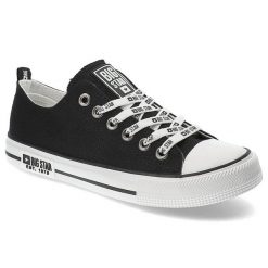 Czarne Trampki Big Star Modne Buty Damskie. Czarne trampki damskie Big Star, bez wzorów, z materiału, bez zapięcia. Za 99.00 zł.