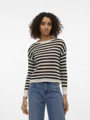 Vero Moda Sweter w kolorze biało-czarnym rozmiar: XL. Białe swetry klasyczne damskie Vero Moda, xl, bez kołnierzyka. Za 52.67 zł.