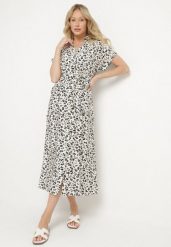 Czarna Bawełniana Sukienka w Kwiatki o Koszulowym Kroju z Wiązanym Paskiem Amondra. Czarne sukienki damskie Born2be, bez wzorów, z bawełny, eleganckie, bez ramiączek. Za 139.99 zł.