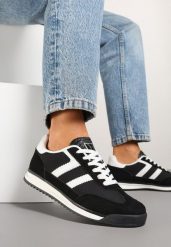 Czarne Sneakersy Ozdobione Paskami Eranelia. Czarne obuwie sportowe damskie Born2be, z jeansu, bez zapięcia. Za 84.99 zł.