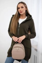 Bluza ocieplana z suwakiem z tyłu khaki. Brązowe bluzy damskie KESI, l, bez wzorów, z bawełny, bez kaptura. Za 258.24 zł.