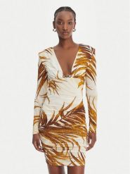 Just Cavalli Sukienka koktajlowa 80PAO957 JS560 Żółty Slim Fit. Żółte sukienki damskie Just Cavalli, bez wzorów, z wiskozy, wizytowe, bez ramiączek. Za 1,464.99 zł.