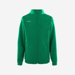 Bluza piłkarska Kipsta Essential trening. Zielone bluzy damskie KIPSTA, bez wzorów, z elastanu, bez kaptura. Za 69.99 zł.