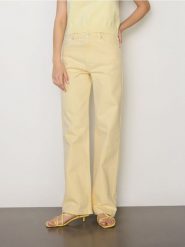 Jeansy wide leg - żółty. Żółte jeansy damskie Reserved. W wyprzedaży za 69.99 zł.