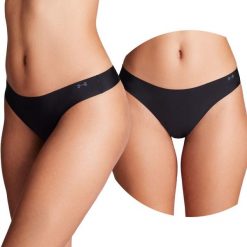 Majtki damskie stringi Under Armour Pure Stretch 3-PAK. Czarne stringi Under Armour, bez wzorów. Za 81.99 zł.