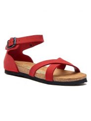 Comfortfusse Skórzane sandały w kolorze czerwonym rozmiar: 42. Czerwone sandały damskie Comfortfüße, bez wzorów, z nubiku, z otwartym noskiem, bez obcasa, na koturnie, bez zapięcia. Za 217.99 zł.