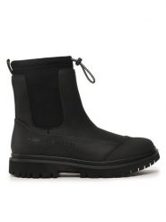 Calvin Klein Jeans Botki Chunky Combat Chelsea Boot Rub YW0YW01065 Czarny. Czarne botki damskie Calvin Klein Jeans, z jeansu, bez obcasa, na płaskiej podeszwie, bez zapięcia. Za 679.99 zł.
