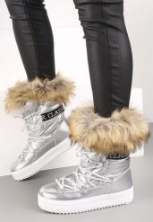 Srebrne Śniegowce Plotia. Szare śniegowce damskie Born2be, za kostkę. Za 139.99 zł.