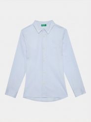 United Colors Of Benetton Koszula 5AWRCQ01M Błękitny Regular Fit. Niebieskie koszule chłopięce United Colors Of Benetton, bez wzorów, z bawełny, bez kołnierzyka, bez ramiączek. Za 59.99 zł.