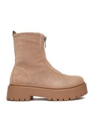 DeeZee Botki 13123-13 Beżowy. Brązowe botki damskie DeeZee, ze skóry, bez obcasa, na płaskiej podeszwie, bez zapięcia. Za 319.99 zł.