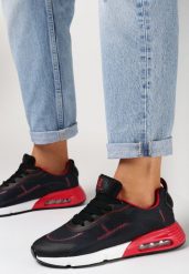 Czarno-Czerwone Sneakersy Tryxyla. Czarne obuwie sportowe casual damskie Born2be. Za 129.99 zł.