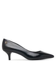 Tommy Hilfiger Czółenka Kitten Heel Court Leather Shoe FW0FW09526 Czarny. Czarne czółenka damskie Tommy Hilfiger, bez wzorów, ze skóry, bez obcasa. Za 529.99 zł.