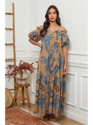 Fleur de Lin Sukienka w kolorze beżowym rozmiar: XXL. Brązowe sukienki damskie Fleur de Lin, bez wzorów, z bawełny, bez ramiączek. Za 208.95 zł.