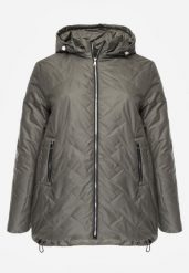 Zielona Przejściolwa Pikowana Kurtka z Odpinanym Kapturem Nevistta. Zielone kurtki damskie Born2be, plus size, bez wzorów, z jeansu. Za 139.99 zł.