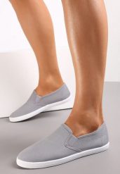 Szare Materiałowe Tenisówki na Elastycznej Podeszwie Aishani. Szare obuwie sportowe damskie Renee, z jeansu, bez zapięcia, tenisowe. Za 39.99 zł.