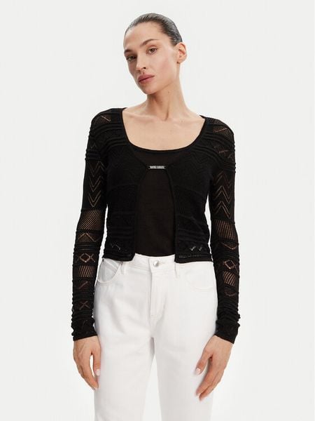 Guess Kardigan W5GR15 Z3E22 Czarny Regular Fit. Czarne kardigany damskie Guess, l, z aplikacjami, z wiskozy. Za 199.99 zł.