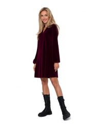 Made of emotion Aksamitna sukienka w kolorze bordowym rozmiar: XL. Czerwone sukienki damskie Made Of Emotion, bez wzorów, z bawełny, bez ramiączek. Za 219.99 zł.