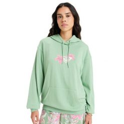 Bluza z kapturem dla Kobiety HIBISCUS HEART Zielony. Zielone bluzy damskie Roxy, na zimę, m, bez wzorów, z bawełny, z kapturem. Za 249.99 zł.