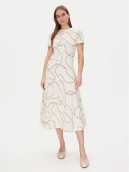 Tommy Hilfiger Sukienka codzienna Modern F&F Midi Dress WW0WW44547 Biały Regular Fit. Białe sukienki damskie Tommy Hilfiger, bez wzorów, z bawełny, bez ramiączek. Za 459.99 zł.
