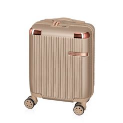 Walizka mini BETLEWSKI BWA-029 XS champagne. Brązowe walizki Betlewski, bez wzorów, z materiału. Za 159.99 zł.