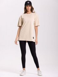 Onamaste Koszulka w kolorze beżowym rozmiar: S/M. Brązowe bluzki damskie Onamaste, m, bez wzorów, z bawełny, bez kołnierzyka, bez ramiączek. Za 95.92 zł.