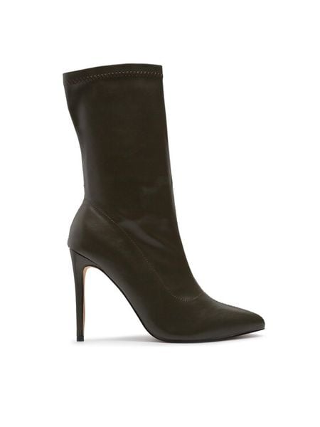 DeeZee Botki ZALMM220168 Zielony. Zielone botki damskie DeeZee, ze skóry, bez obcasa, na szpilce, bez zapięcia. Za 129.99 zł.