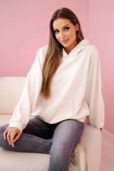 Bluza z kapturem masełko jasno beżowa. Brązowe bluzy damskie KESI, l, bez wzorów, z elastanu, z kapturem. Za 204.91 zł.