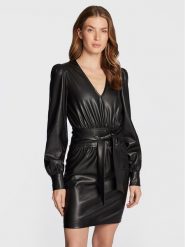 TWINSET Sukienka z imitacji skóry 222TT2010 Czarny Regular Fit. Czarne sukienki damskie Twinset, bez wzorów, ze skóry, bez ramiączek. Za 1,129.00 zł.