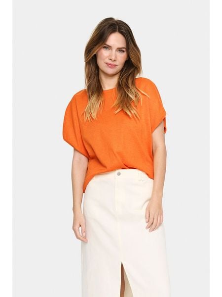 SAINT TROPEZ Sweter "Mila" w kolorze pomarańczowym rozmiar: M. Pomarańczowe swetry klasyczne damskie Saint Tropez, m, bez kołnierzyka. Za 87.40 zł.