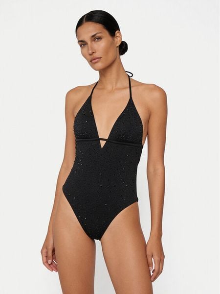 Guess Strój kąpielowy E6GJ36 MC040 Czarny. Czarne stroje jednoczęściowe Guess, z aplikacjami, z syntetyku. Za 445.99 zł.
