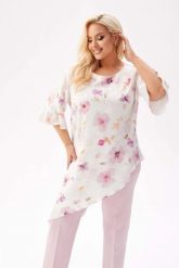Elegancka tunika Liliana z asymetrycznym krojem w romantyczne kwiaty PLUS SIZE XXL. Czerwone tuniki damskie Moda Size Plus Iwanek, na co dzień, plus size, bez wzorów, z elastanu, eleganckie, z asymetrycznym kołnierzem, bez ramiączek. Za 239.90 zł.