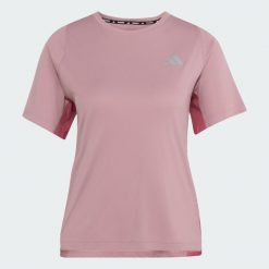 Koszulka adi365Breeze Running. Fioletowe bluzki damskie Adidas, bez wzorów, bez kołnierzyka, bez ramiączek. Za 179.00 zł.