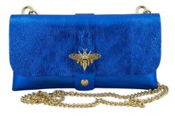 Listonoszka metalizowana BARBERINI'S chabrowa 958/1-30. Niebieskie shopper bag Barberinis, bez wzorów, ze skóry, bez dodatków. Za 119.99 zł.