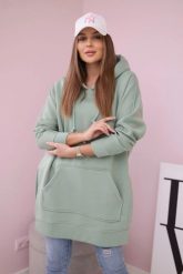 Bluza ocieplana z rozcięciami na bokach ciemno miętowa. Zielone bluzy damskie KESI, l, bez wzorów, z bawełny, z kapturem. Za 263.47 zł.