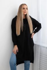 Bluza ocieplana z rozcięciami na bokach czarna. Czarne bluzy damskie KESI, l, bez wzorów, z bawełny, bez kaptura. Za 284.37 zł.