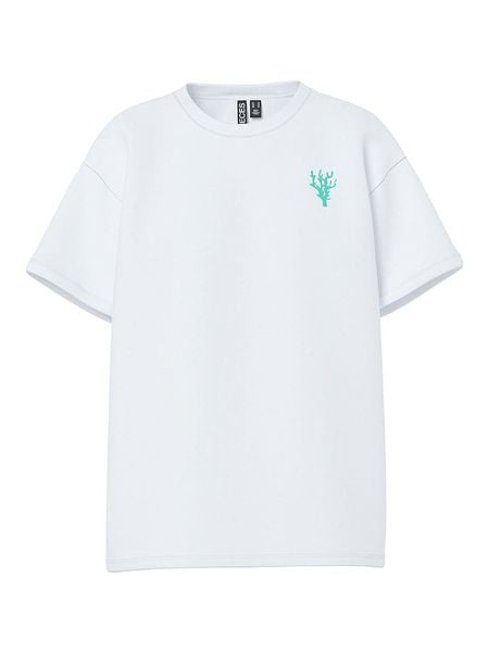 Pieces Koszulka "Alifi" w kolorze białym ze wzorem rozmiar: XL. Białe bluzki damskie Pieces, xl, bez wzorów, z bawełny, bez kołnierzyka, bez ramiączek. Za 61.31 zł.