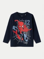 NAME IT Bluzka SPIDERMAN 13231947 Granatowy Regular Fit. Niebieskie t-shirty i koszulki chłopięce Name it, bez wzorów, z bawełny, bez kołnierzyka, bez ramiączek. Za 69.99 zł.