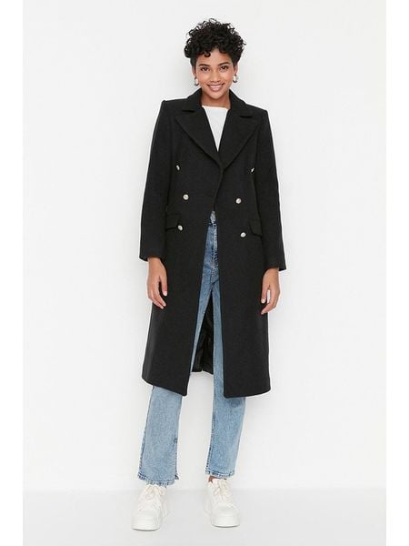 Trendyol Płaszcz przejściowy w kolorze czarnym rozmiar: 36. Czarne płaszcze damskie Trendyol, bez wzorów, z tkaniny, bez kaptura. Za 170.87 zł.