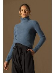 Perfect Cashmere Kaszmirowy golf w kolorze niebieskim rozmiar: M. Niebieskie golfy damskie Perfect Cashmere, m, bez wzorów, z kaszmiru, bez ramiączek. Za 391.99 zł.