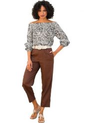 Heine Bluzka w kolorze szaro-brązowym rozmiar: 44. Szare bluzki damskie Heine, bez wzorów, bez kołnierzyka, bez ramiączek. Za 86.99 zł.