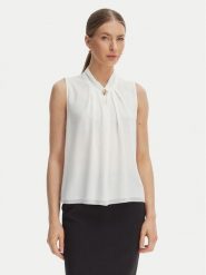 Rinascimento Bluzka CFC0127646003 Biały Regular Fit. Białe bluzki damskie Rinascimento, s, bez wzorów, z syntetyku, bez kołnierzyka, bez ramiączek. Za 399.99 zł.