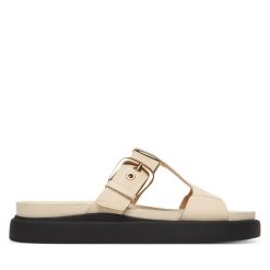 Klapki Clarks. Klapki damskie Clarks, bez wzorów, bez obcasa, bez zapięcia. Za 429.99 zł.