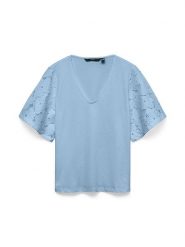 Vero Moda Bluzka w kolorze błękitnym rozmiar: L. Niebieskie bluzki damskie Vero Moda, l, bez wzorów, z bawełny, bez kołnierzyka, bez ramiączek. Za 77.45 zł.