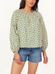 Scotch & Soda Bluzka w kolorze beżowo-zielonym rozmiar: S. Brązowe bluzki damskie Scotch & Soda, s, bez wzorów, z bawełny, bez kołnierzyka, bez ramiączek. Za 140.53 zł.
