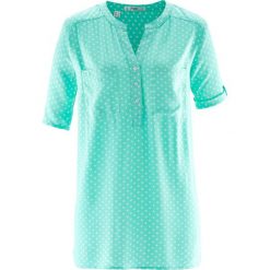 Bluzka tunikowa, krótki rękaw bonprix niebieski mentolowy - biały w kropki. Bluzki damskie marki Mohito. Za 29.99 zł.