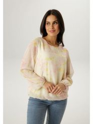 Aniston Bluzka w kolorze jasnoróżowo-żółtym rozmiar: 38. Różowe bluzki damskie Aniston, bez wzorów, bez kołnierzyka, bez ramiączek. Za 173.99 zł.